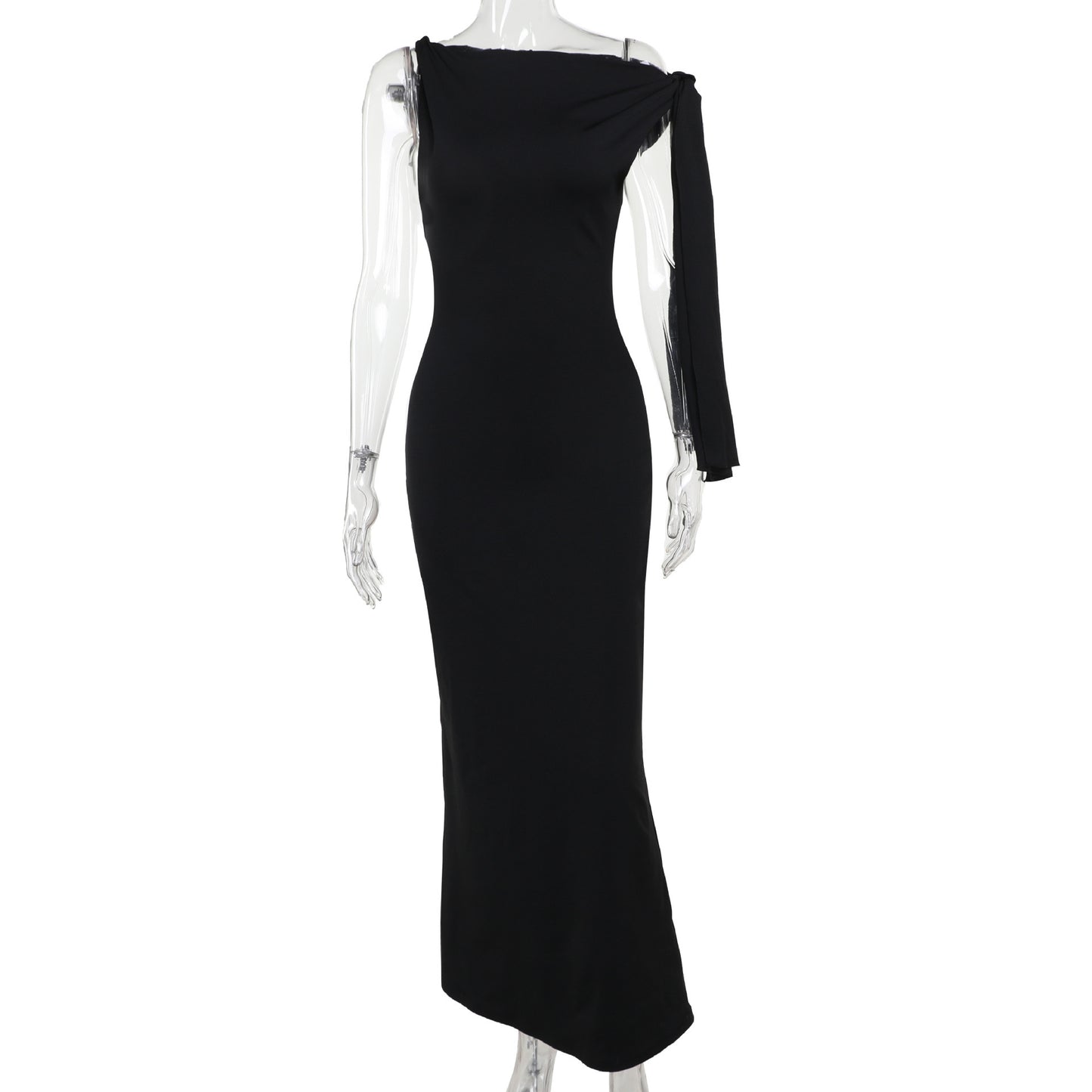 One-shoulder Ribbon Long Dress