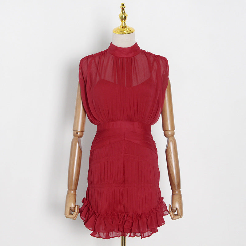 Sleeveless Waist Closing Slim Dress