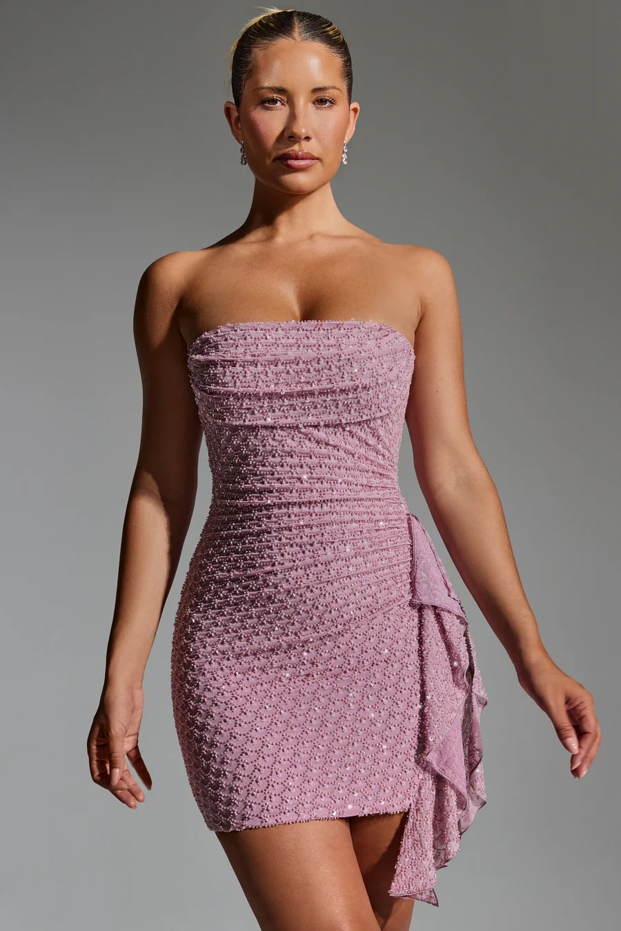 Stitching Tied Sexy Bandeau Short Skirt Sheath Dress