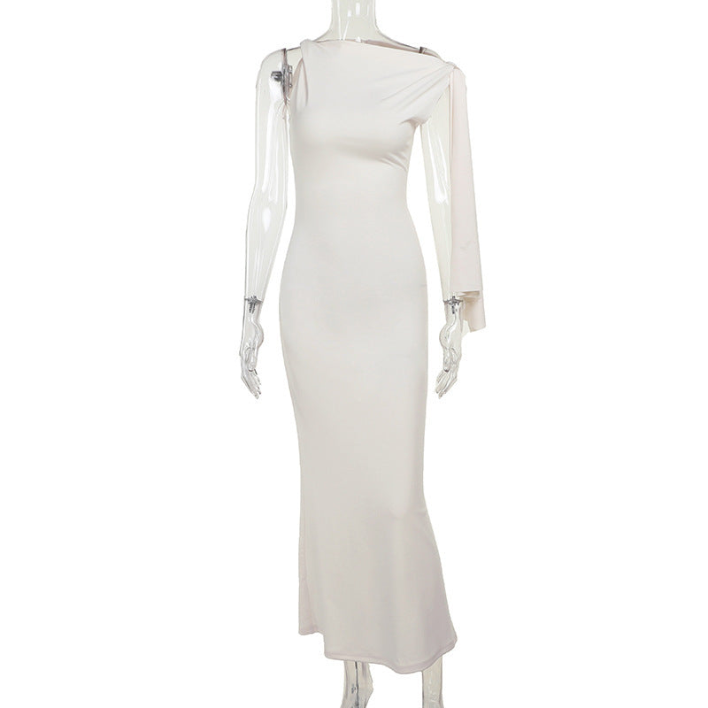 One-shoulder Ribbon Long Dress