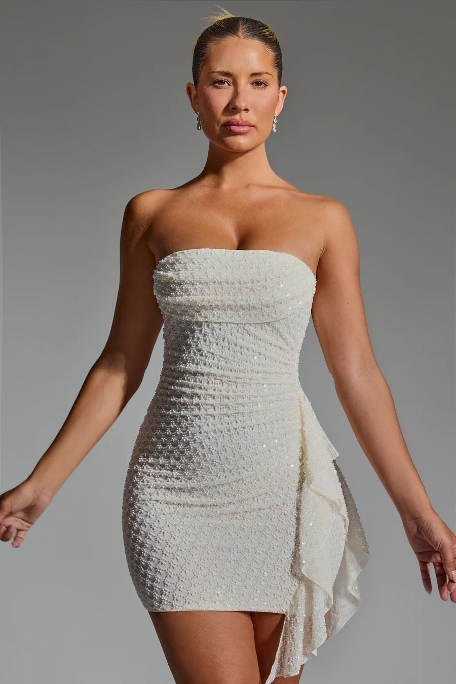 Stitching Tied Sexy Bandeau Short Skirt Sheath Dress
