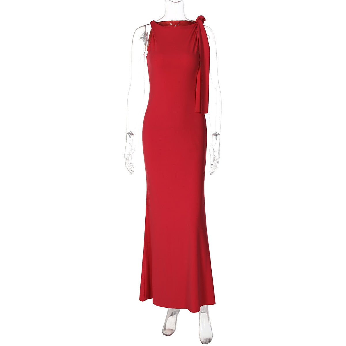 One-shoulder Ribbon Long Dress