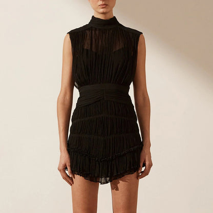 Sleeveless Waist Closing Slim Dress