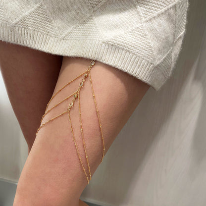 Simple Geometric Star Rhinestone Tassel Thigh Chain