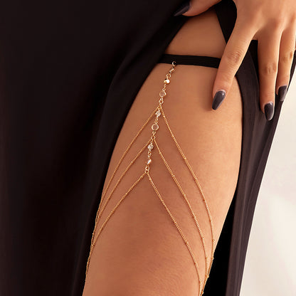 Simple Geometric Star Rhinestone Tassel Thigh Chain