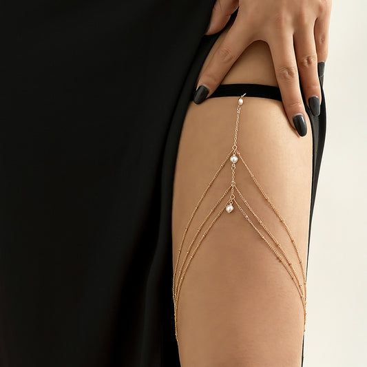 Simple Geometric Star Rhinestone Tassel Thigh Chain