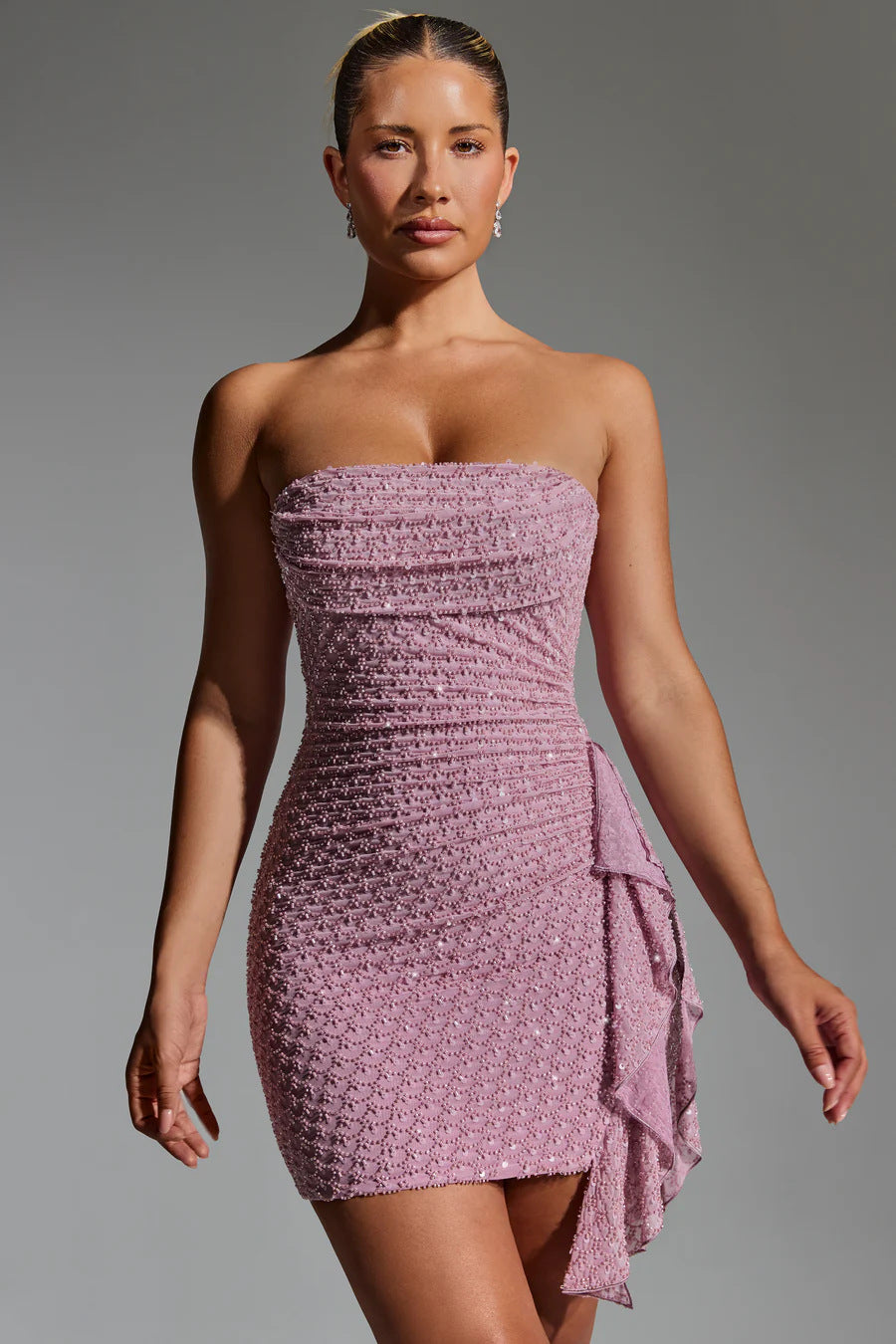 Stitching Tied Sexy Bandeau Short Skirt Sheath Dress