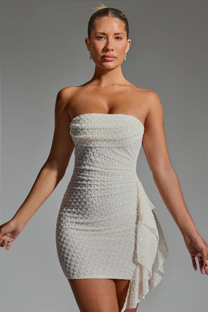 Stitching Tied Sexy Bandeau Short Skirt Sheath Dress