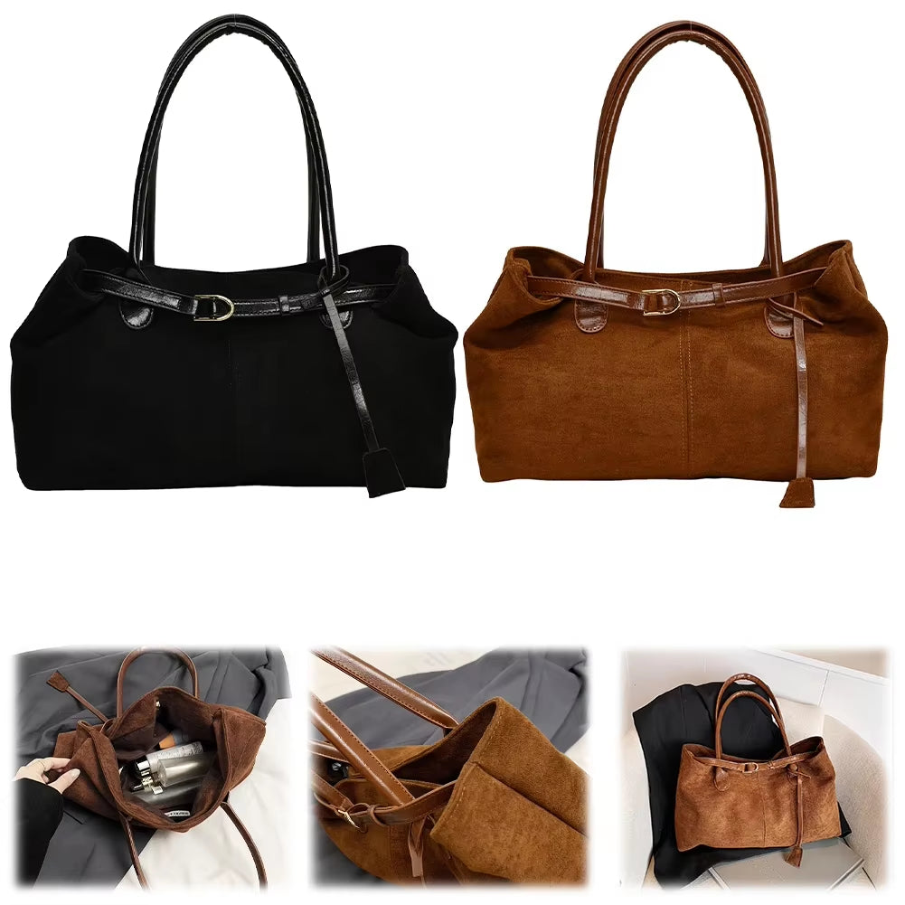 Women PU Fashion Shoulder Bag Large Capacity Casual Tote Handbag Solid Color Simple Commuting Bag Travel Hobo Bag