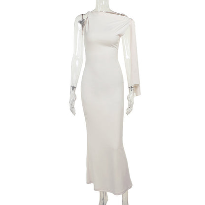 One-shoulder Ribbon Long Dress